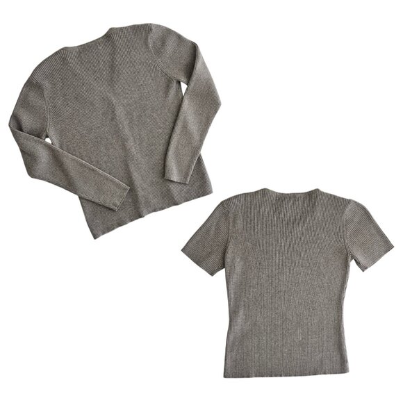 Petite Sophisticate Ribbed Cardigan & Top Set | EUC | SP | Gray - Picture 13 of 16